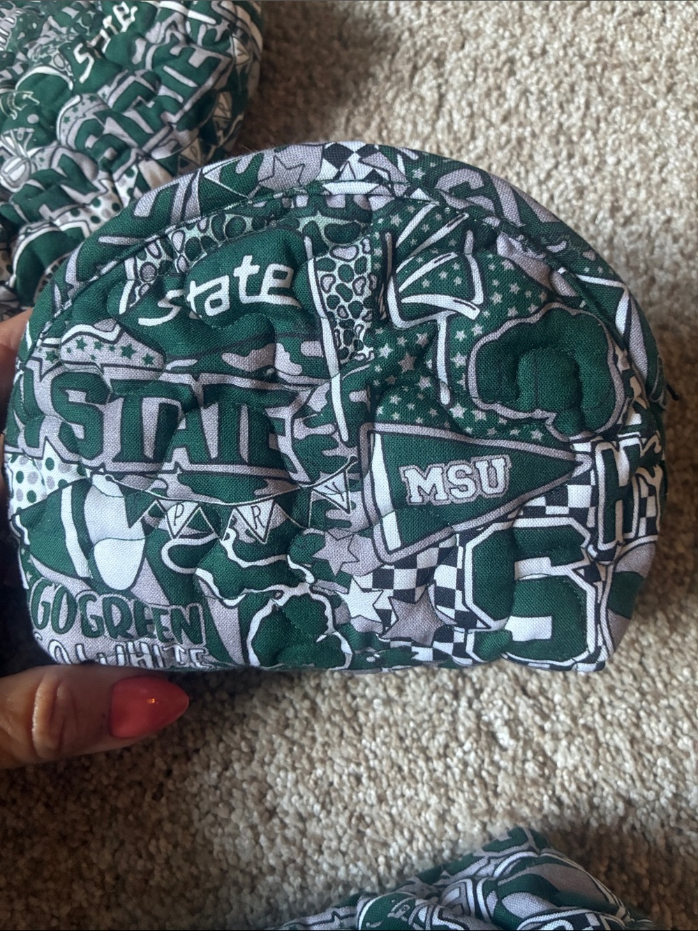 MICHIGAN STATE Green White Black Michigan State Cosmetic Pouches Set - Picture 2 of 6